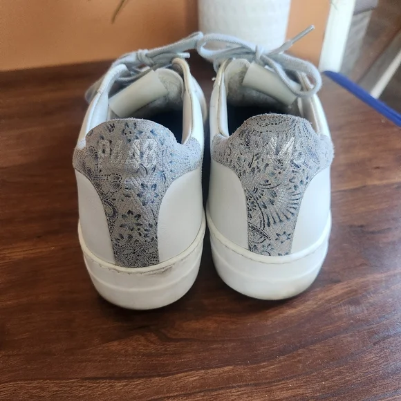 P448 Thea Platform Sneakers White Suede Silver Size 40 Size 9 - Picture 3 of 10